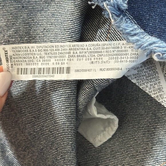 Zara Frayed Western Denim Mini Skirt Raw Hem Distressed Boho Silver Button Fly - Picture 7 of 8